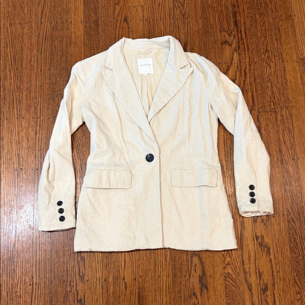Anthropologie AVEC LES FILLES Boyfriend Linen Blazer – Natural – Women’s XS